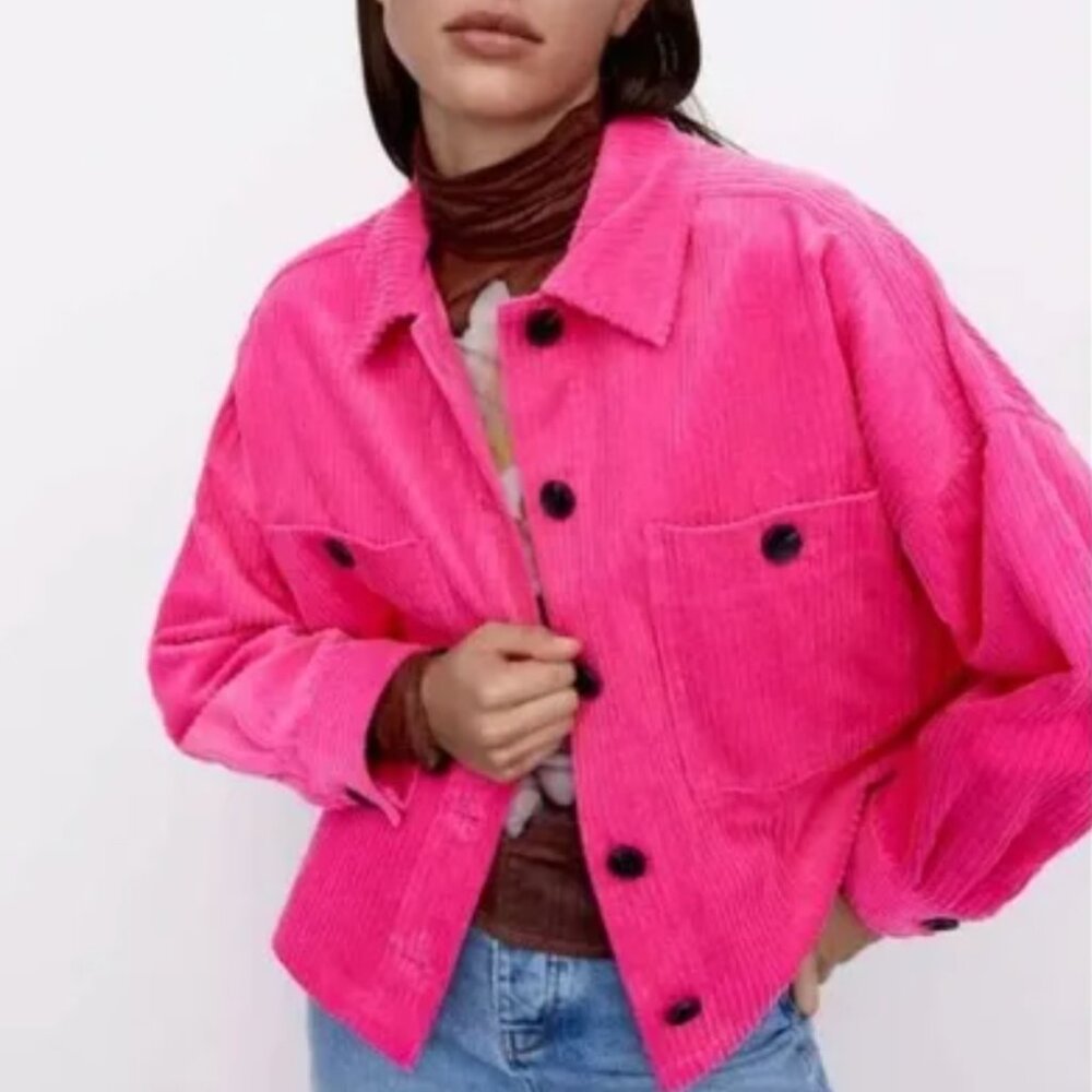 Zara Corduroy Jacket/Shacket in Pink